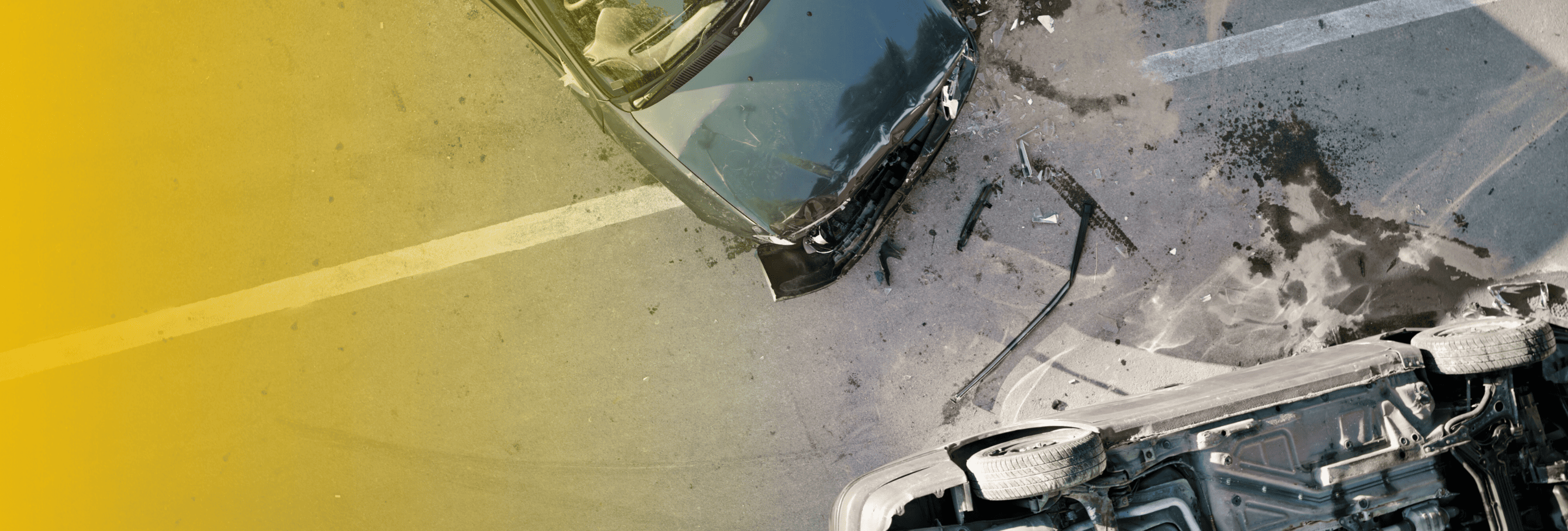Overhead view of serious two-car crash at intersection